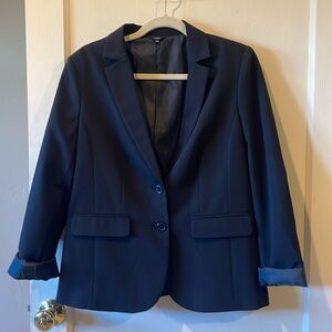 OVS Black Blazer with Notch Collar & Roll up Satin Sleeves